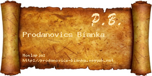 Prodanovics Bianka névjegykártya